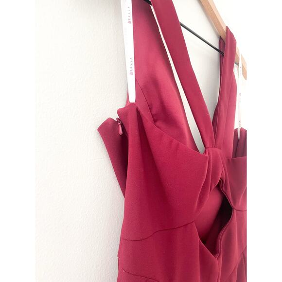 Bella Bridesmaids Maxi Dress Size 12 Regular Red Cabernet Crepe BB116 Wedding - Picture 10 of 14
